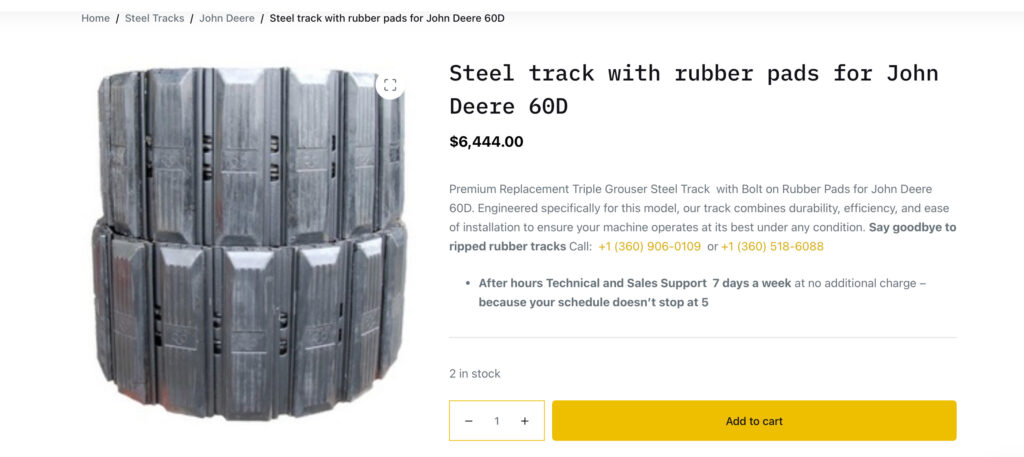 John Deere 60D Steel Tracks SteelTracks.com Replacement Tracks & Undercarriage Parts for Heavy Equipment
